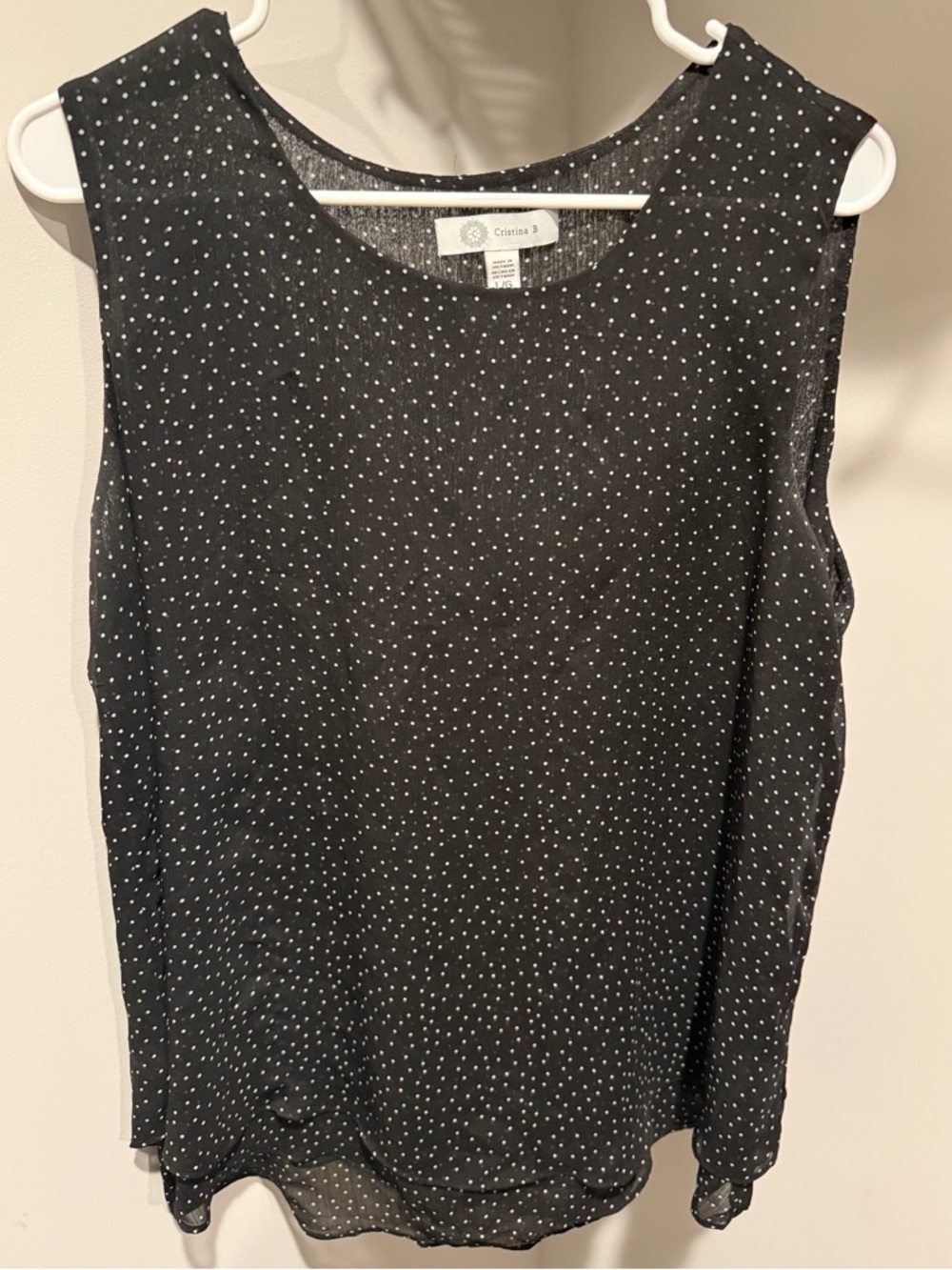 Black Polka Dot Sleeveless Blouse
